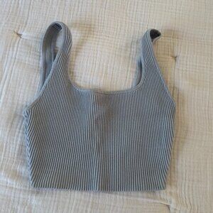 Aritzia Babaton Sculpt Knit Squareneck Cropped Tank Blue